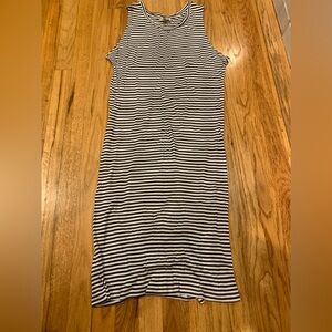 ZARA Black and White Striped Midi Dress